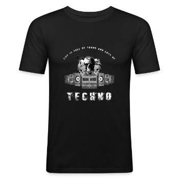 Techno Skull Skull Octopus Bass Boxing Rave Hard - Men's Slim Fit T-Shirt - black - Front - Nik (191cm)