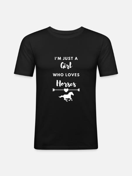 Girl Who Loves Horses Rider Girl Horses - Men's Slim Fit T-Shirt - black