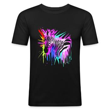 Colorful zebra - Men's Slim Fit T-Shirt - black - Front - Nik (191cm)