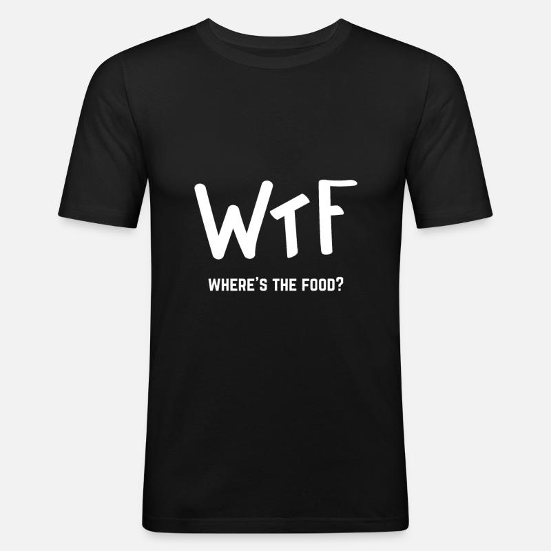 Wo ist das Essen - Männer Slim Fit T-Shirt - Schwarz