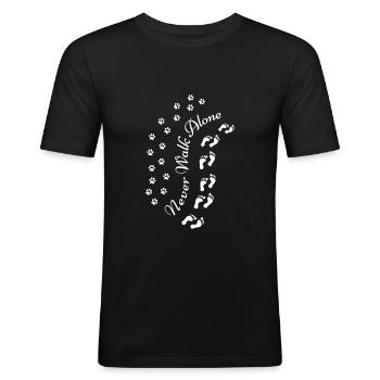 Never Walk Alone Hundeliebe Hundebesitzer Tierlieb - Männer Slim Fit T-Shirt - Schwarz - Vorne - Nik (191cm)