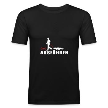 Exe Ausführen IT Nerd Spruch Computer PC - Männer Slim Fit T-Shirt - Schwarz - Vorne - Nik (191cm)