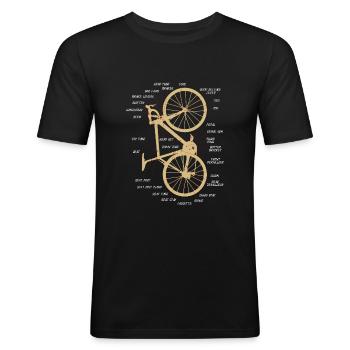 Rennrad Fahrrad Anatomie vertikal gold - Männer Slim Fit T-Shirt - Schwarz - Vorne - Nik (191cm)