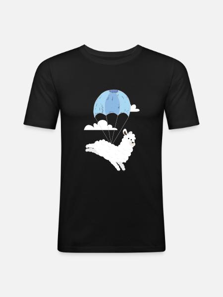 Alpaca Skydive Skydiving Skydiver - Men's Slim Fit T-Shirt - black