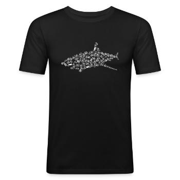 Fahrrad Radfahrer Fahrräder Bike Fisch Weißer Hai - Männer Slim Fit T-Shirt - Schwarz - Vorne - Nik (191cm)
