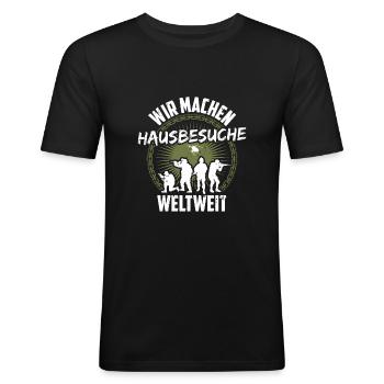 Elite Army Soldat Bundeswehr Hausbesuche Weltweit - Männer Slim Fit T-Shirt - Schwarz - Vorne - Nik (191cm)