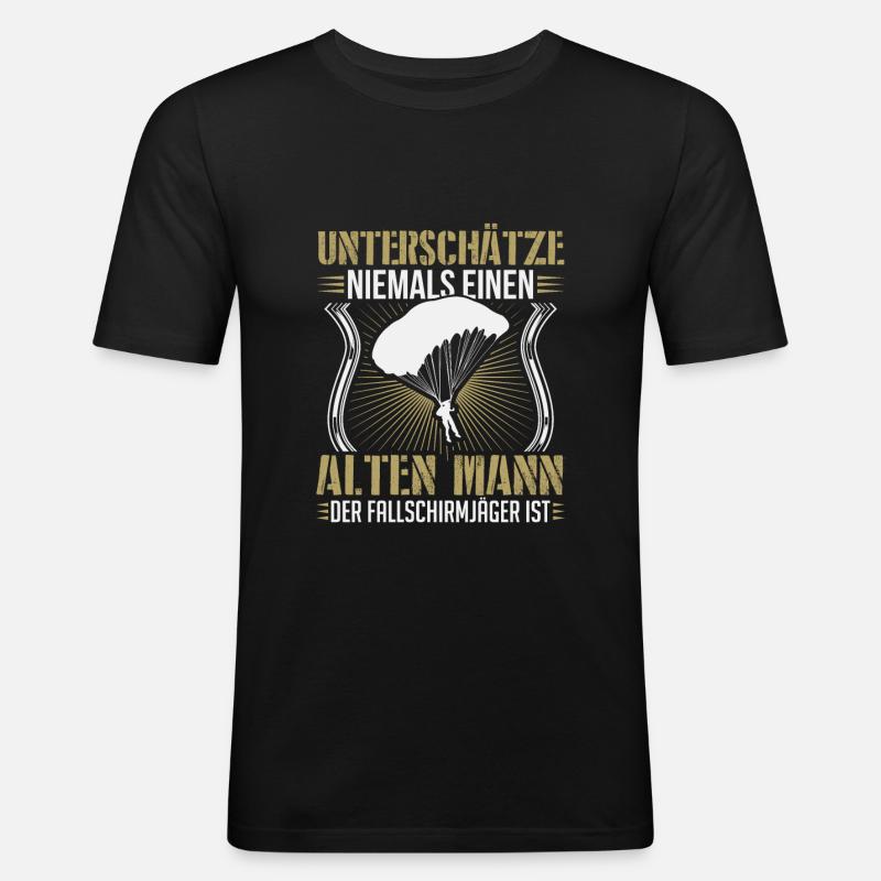 Fallschimspringer Bundeswehr Fallschirmjäger BW - Männer Slim Fit T-Shirt - Schwarz