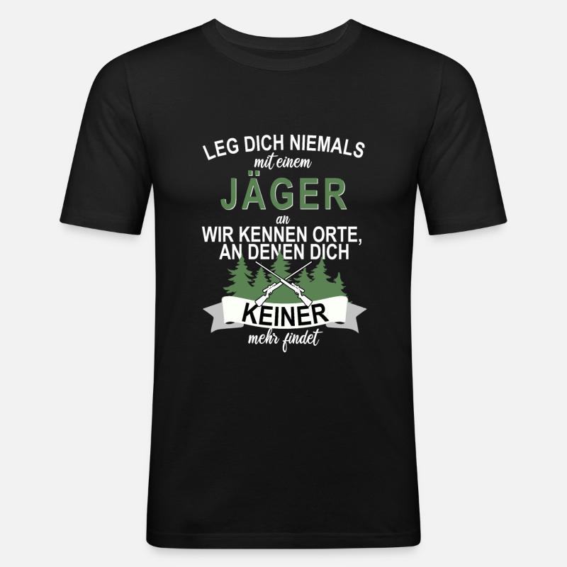 Jäger Jagd Wald Hobby Freizeit - Männer Slim Fit T-Shirt - Schwarz