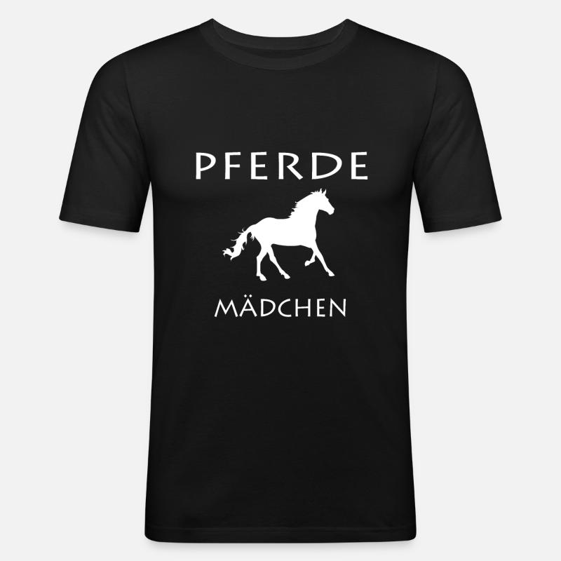 Pferde Mädchen - Männer Slim Fit T-Shirt - Schwarz