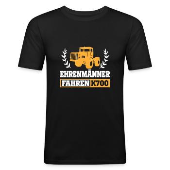 Traktor K700 Trecker Landwirt Ehrenmänner Motiv - Männer Slim Fit T-Shirt - Schwarz - Vorne - Nik (191cm)