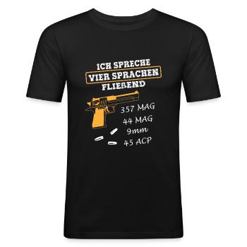 Schützenverein Schießstand Pistolen Revolver Motiv - Männer Slim Fit T-Shirt - Schwarz - Vorne - Nik (191cm)