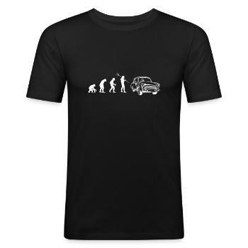 Trabi Evolution - DDR Fahrzeug Geschenkidee - Männer Slim Fit T-Shirt - Schwarz - Vorne - Nik (191cm)