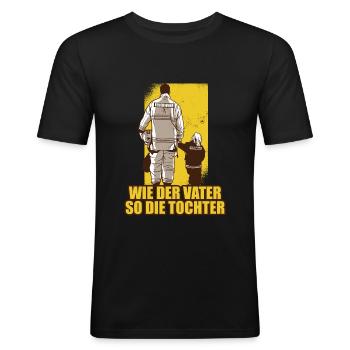 Vater & Tochter Feuerwehr Ehrenamt Feuerwehrmann - Männer Slim Fit T-Shirt - Schwarz - Vorne - Nik (191cm)