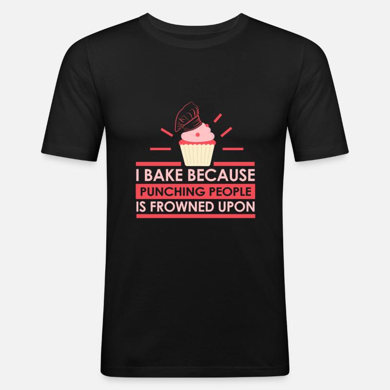 Backen Bäcker Bäckerin Therapie - Männer Slim Fit T-Shirt - Schwarz