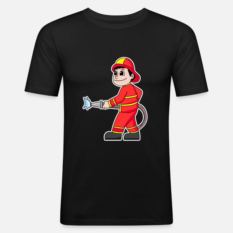 Feuerwehrmann - Männer Slim Fit T-Shirt - Schwarz