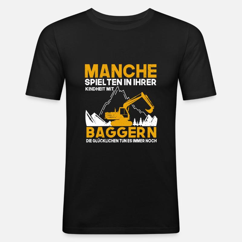 Bagger Kindheit Baggerfahrer - Männer Slim Fit T-Shirt - Schwarz