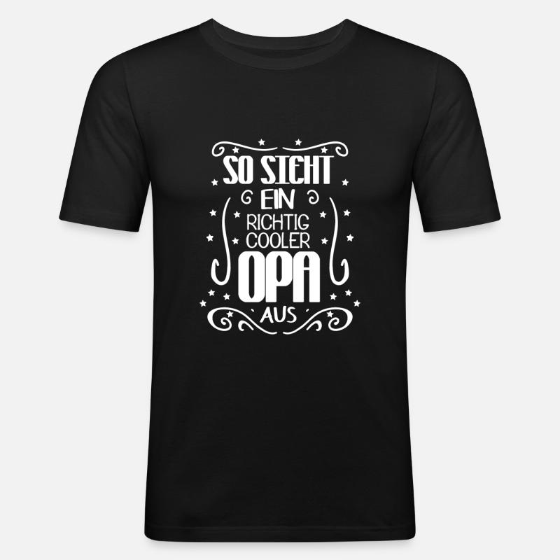 Cooler Opa - Männer Slim Fit T-Shirt - Schwarz