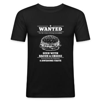 Burger Fast Food Hamburgers - T-shirt près du corps Homme - noir - Devant - Nik (191cm)