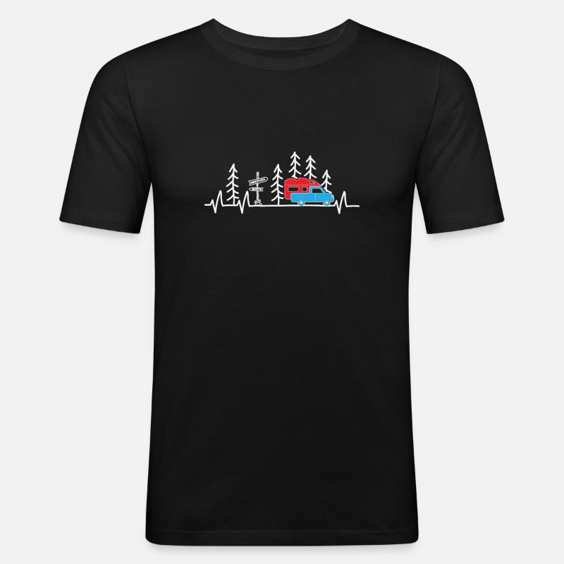 Camping Wohnmobil Absetzkabine Herzschlag - Männer Slim Fit T-Shirt - Schwarz