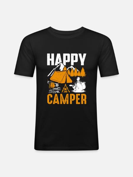 Happy Camper Campfire Camping Gifts - Men's Slim Fit T-Shirt - black