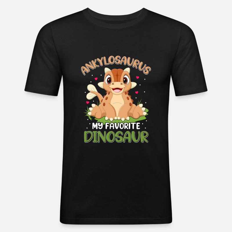 Ankylosaurus Dinosaurier Geschenk Kinder - Männer Slim Fit T-Shirt - Schwarz