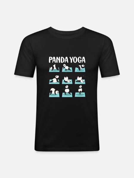 Funny Panda Yoga Postures - Men's Slim Fit T-Shirt - black
