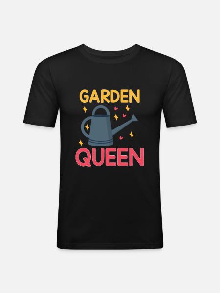 Garten Zitat Garten Queen - Männer Slim Fit T-Shirt - Schwarz