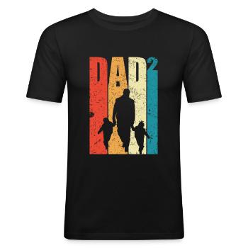 Dad Hoch 2 Papa Hoch 2 Kinder Zweifacher Vatertag - Männer Slim Fit T-Shirt - Schwarz - Vorne - Nik (191cm)