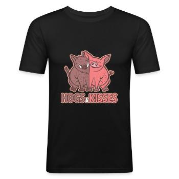 Porcs et baisers Sanglier Porcs Semer des animaux de ferme - T-shirt près du corps Homme - noir - Devant - Nik (191cm)