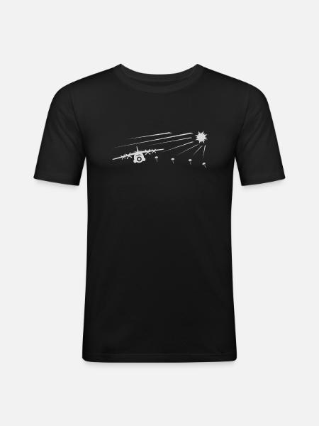 Paratroopers Parachutists with round cap - Men's Slim Fit T-Shirt - black