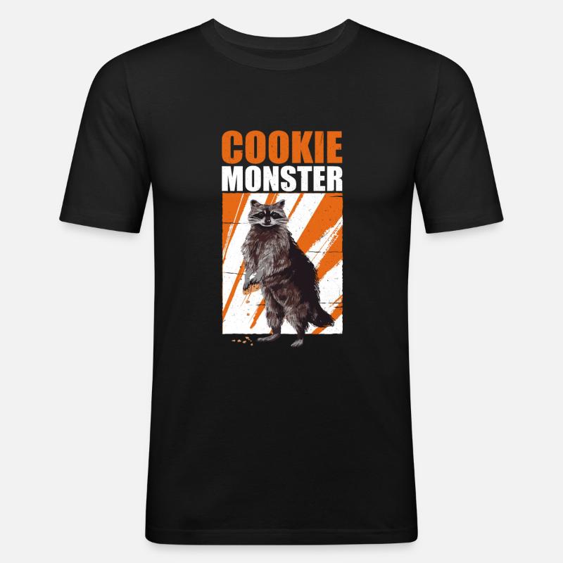 Cookie Waschbär Tier Humor - Männer Slim Fit T-Shirt - Schwarz