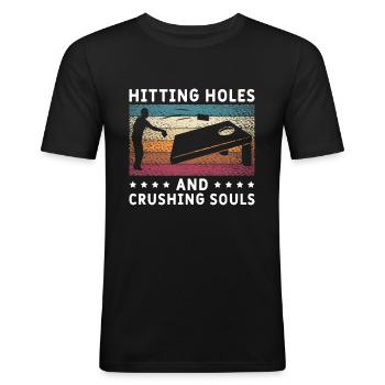 Cornhole Bean Bag Trou aveugle - T-shirt près du corps Homme - noir - Devant - Nik (191cm)