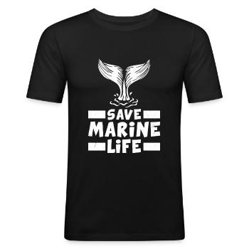Wal Flosse Leben Umweltschutz Planet Ozean Meer - Männer Slim Fit T-Shirt - Schwarz - Vorne - Nik (191cm)