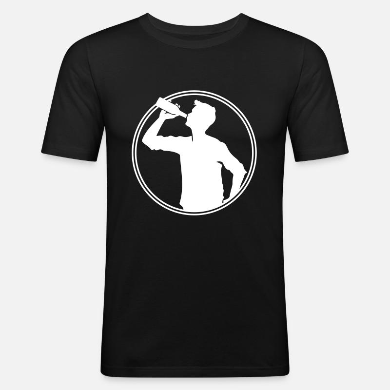 Trinker Bier Silhouette - Männer Slim Fit T-Shirt - Schwarz