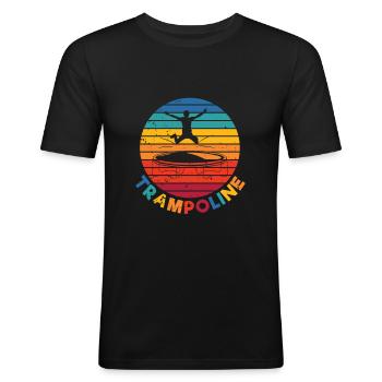 Trampolin Fitness Workout Trendsport Jumping Jump - Männer Slim Fit T-Shirt - Schwarz - Vorne - Nik (191cm)