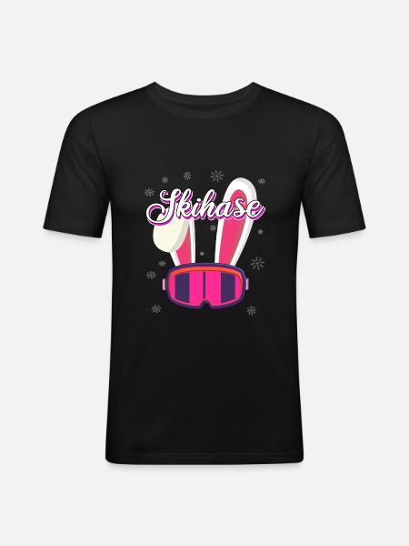 Skihase - Männer Slim Fit T-Shirt - Schwarz