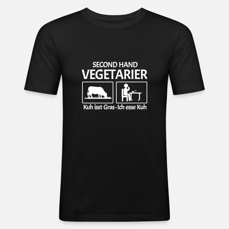 Second Hand Vegetarier Veganer - Männer Slim Fit T-Shirt - Schwarz