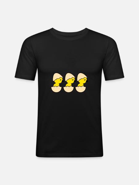 Three hatching chicks - Men's Slim Fit T-Shirt - black