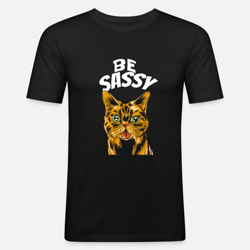 chat effronté être effronté - T-shirt près du corps Homme - noir
