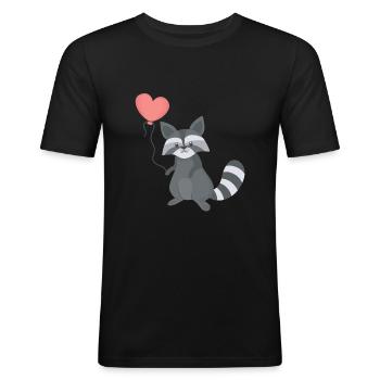 waschbär waschbär liebhaber - Männer Slim Fit T-Shirt - Schwarz - Vorne - Nik (191cm)