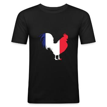 Coq français - T-shirt près du corps Homme - noir - Devant - Nik (191cm)