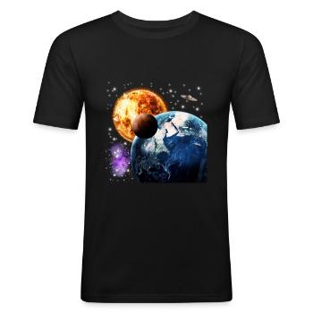 Universum - Männer Slim Fit T-Shirt - Schwarz - Vorne - Nik (191cm)