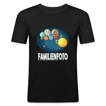 Foto Sonnenystem Planeten Planet Familienfoto - Männer Slim Fit T-Shirt - Schwarz - Vorne - Nik (191cm)