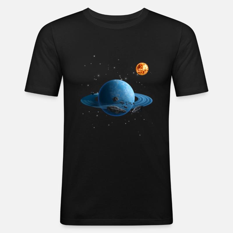 Sonnensystem - Männer Slim Fit T-Shirt - Schwarz