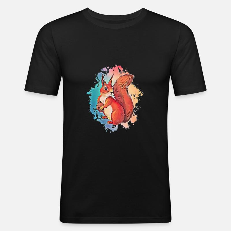 Eichhörnchen - Männer Slim Fit T-Shirt - Schwarz