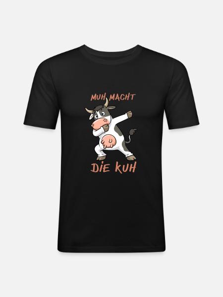 Lustige Dabbing Kuh Muh macht die Kuh Design - Maglietta aderente da uomo - nero