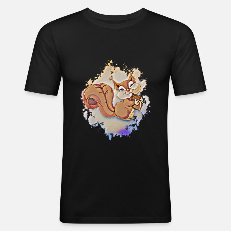 Eichhörnchen - Männer Slim Fit T-Shirt - Schwarz