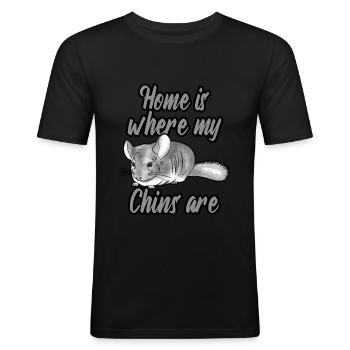 Home is where my Chins are - T-shirt près du corps Homme - noir - Devant - Nik (191cm)