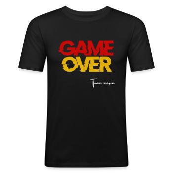Tee shirt evg homme - T-shirt près du corps Homme - noir - Devant - Nik (191cm)