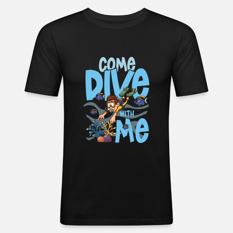 COME DIVE WITH ME - diving - Men's Slim Fit T-Shirt - black